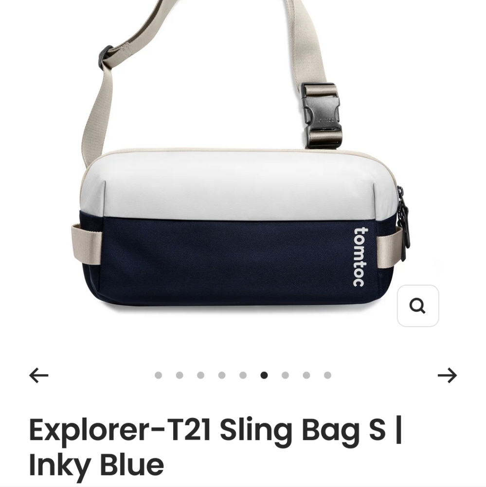 tomtoc Explorer-T21 Sling Bag S in Inky Blue and White